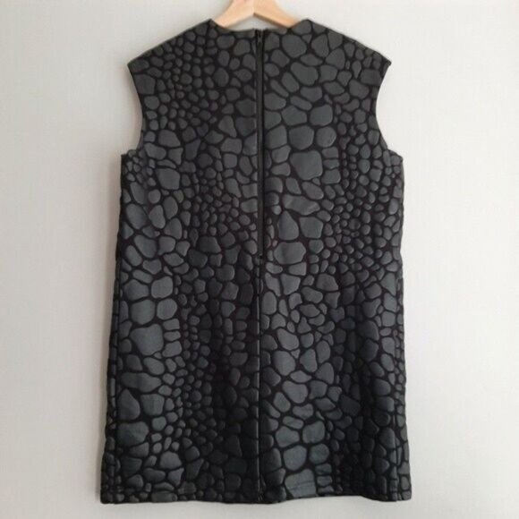 CAMEO / Modern 3D Animal Pattern Mini Sleeveless Shift Dress Black Sz S - Picture 8 of 11